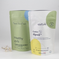 Sachet Personnalisé à Fond Plat en Papier Kraft Blanc Doublé Aluminium, Emballage Alimentaire Écologique Refermable pour Légumes et Aliments Sans Gluten