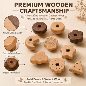 Maniglie Personalizzate per Mobili, Pomelli Creativi a Forma di Stella e Luna in Legno Massello per Armadi, Cassettiere e Camerette - Product Image 4