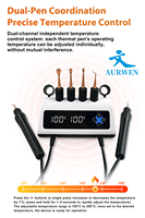 AURWEN Cuchillo Eléctrico Dental de Doble Punta para Laboratorio de Prótesis Dentales, Tallador de Cera con Pantalla Digital de Doble Canal y Control de Temperatura Independiente