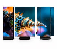 Pantalla LED Plegable de Tres Paneles, 1280*1920mm, Pantalla de Publicidad Interior, Señalización Digital, Video Wall LED para Promoción Comercial
