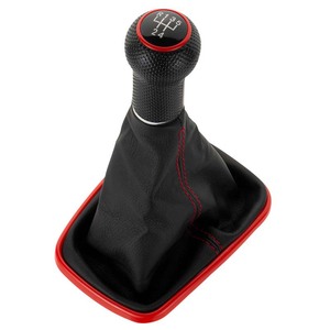 Couvercle de pommeau de levier de vitesse en cuir, 5 ou 6 vitesses, pour Volkswagen Golf 4, conception ergonomique, coutures rouges - Product Image 2