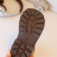 Bottes en cuir pour enfants, style chevalier, avec boucle métallique, fermeture éclair latérale, semelle épaisse antidérapante, bottes d'extérieur tendance pour tout-petits