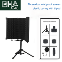BHA M3/M5 3 portes/5 portes – Écran d'isolation pour microphone avec trépied et filtre anti-vent pour enregistrement en studio, podcast et diffusion