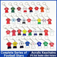 Série complète de porte-clés en acrylique de stars du football, Messi, Ronaldo, Neymar, porte-clés pour fans, souvenirs de football, cadeau en gros