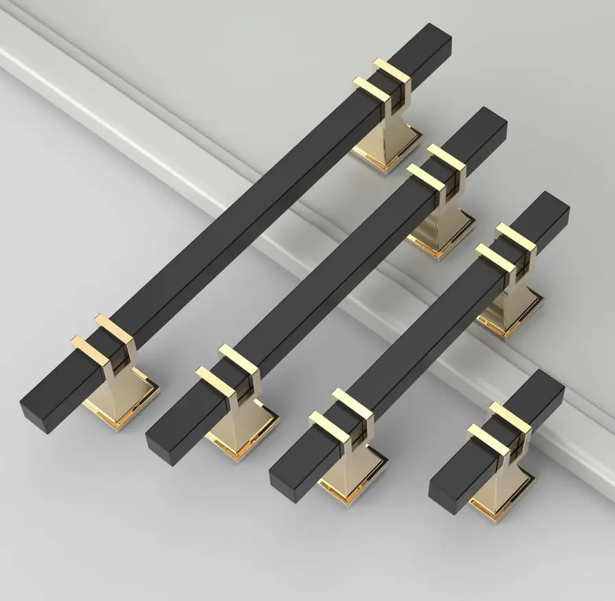 stainless steel door handle black & gold square bar cabinet pulls furniture drawer handle