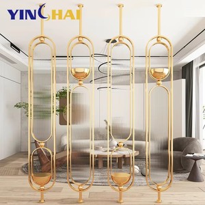Divisorio in Vetro con Cornice Ovale in Acciaio Inossidabile di Lusso <span class=keywords><strong>per</strong></span> Soggiorno e Camera <span class=keywords><strong>da</strong></span> <span class=keywords><strong>Letto</strong></span>, Divisorio Girevole - Product Image 6