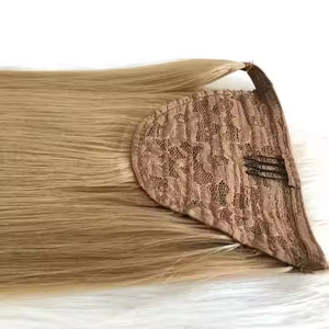 Coda di Cavallo con Capelli Russi di Alta Qualità, Capelli Vergini Colore Castano Chiaro # 27 Extension di Capelli Umani Vergini Brasiliani Lisci come la Seta - Product Image 4