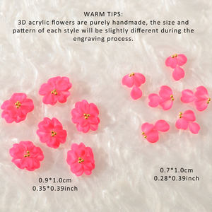 Nouvelles décorations pour ongles en forme de fleur <span class=keywords><strong>rouge</strong></span> en gros, fleurs 3D en résine à cinq pétales, artisanat fait main - Product Image 4