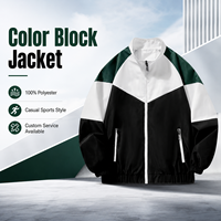 Veste de sport pour homme avec logo personnalisé, blocs de couleur, fermeture éclair intégrale, coupe ajustée, légère, coupe-vent, pour yoga, course à pied, vêtements de sport, veste athlétique