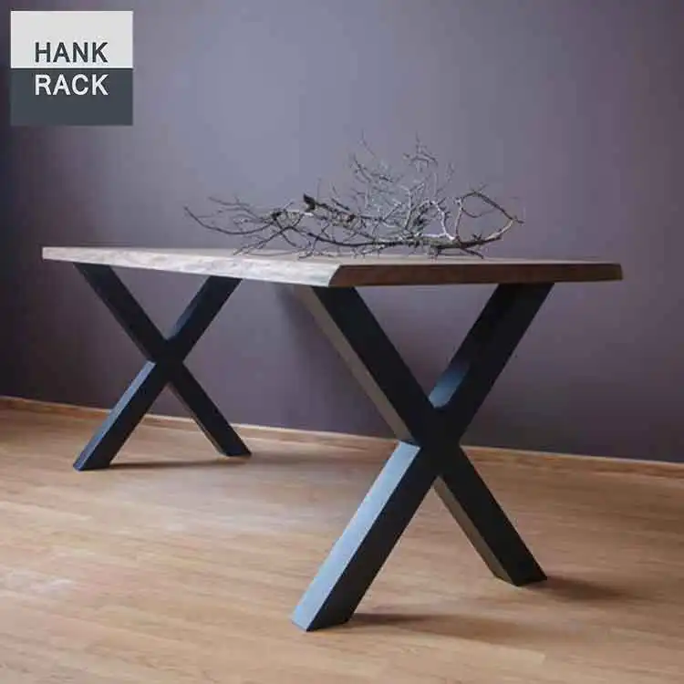 Industrial Mild Steel Q235 Metal Dining Table Support Base X Shape Folding Table Legs