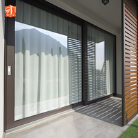 Porte coulissante moderne en aluminium isolée surdimensionnée avec panneau de verre panoramique géant, surface finie pour usage extérieur et villa