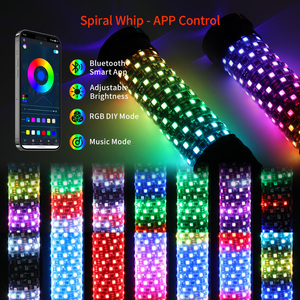 Lampes LED RGB avec contrôle par application pour Polaris RZR/<span class=keywords><strong>Maverick</strong></span>, 360 °   Lampes de drapeau spirales tout-terrain pour UTV ATV - Product Image 4