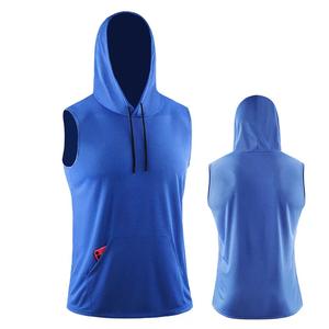 Kaos Olahraga Vedo GYM Logo Kustom Bahan Mesh Polyester Ukuran US Tanpa Lengan Pakaian Workout Pria <span class=keywords><strong>Hoodie</strong></span> Otot Kaos Fitness Dengan Saku - Product Image 3