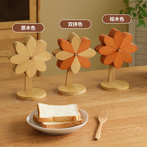 Tapete Aislante Térmico de Bambú, Color Madera Natural Marrón, Dos Tonos, Reutilizable, Plegable, para Mesa - Product Image 1