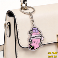 Gantungan Kunci Akrilik Asthma Babe Desain Inhaler Pink dengan Bunga & Bintang, Aksesori Kesadaran Medis yang Lucu untuk Kunci atau Tas