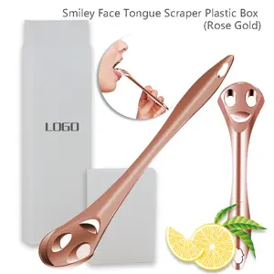 Wholesale Smiling Face Metal Tongue Scraper Cleaner Dental Tools For Adult And Kids