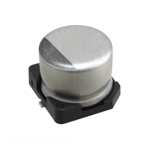 Condensateur SMD à montage en surface 33 uF CAP ALUM 33UF 20% 25V, canal fabricant UWG1E330MCL1GB - Product Image 1
