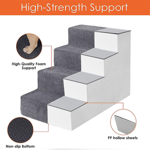 SUREWALHOME Plush Cover <strong>Pet</strong> Stair for Sofa Easy Install <strong>Pet</strong> Stairs for Dog and Cat Steps with Washable and Zippered for <strong>Bed</strong> - Product Image 5