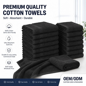 Toallas de Algodón 100% Gruesas y Absorbentes para Gimnasio, Belleza, Spa, Cuidado del Cabello en Casa, Color Gris y Negro, para Salón de Belleza - Product Image 1
