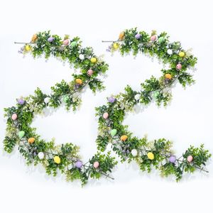 Guirlande de Pâques avec œufs, carottes, fleurs, verdure, décoration pour fête à la maison, 2 pièces - Product Image 3