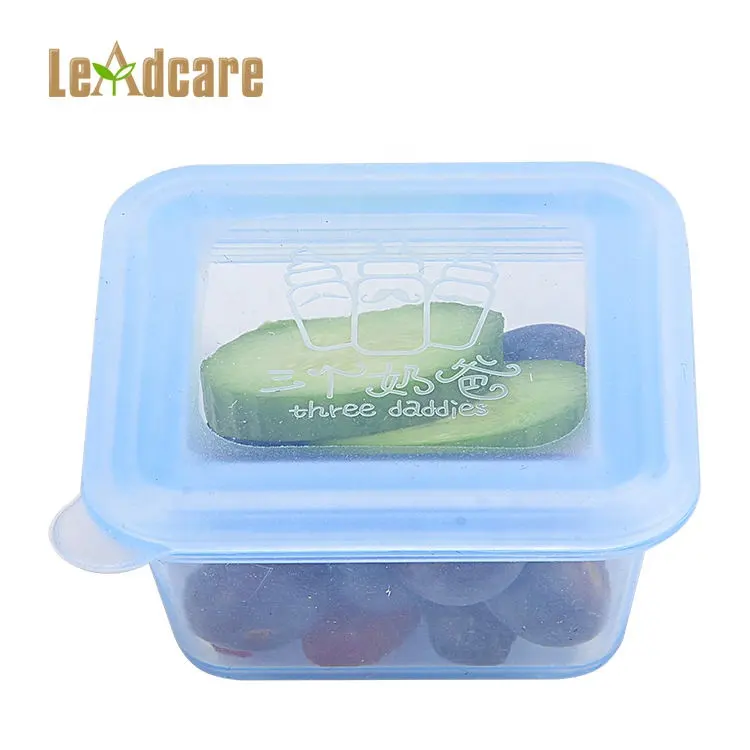 Grosir kotak makan siang persegi transparan wadah penyimpanan makanan plastik kulkas penyimpanan plastik dengan tutup
