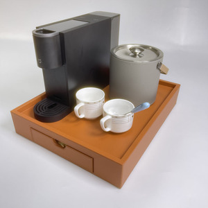 Nouveau support pour machine à café avec tiroir de rangement pour <span class=keywords><strong>capsules</strong></span> <span class=keywords><strong>Nespresso</strong></span>, organisateur en PU, plateau à café - Product Image 2