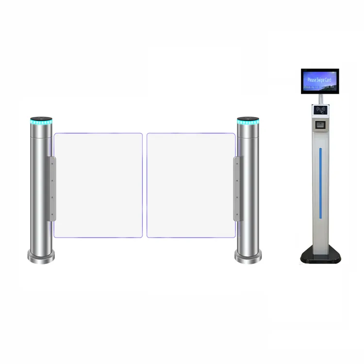 Automatic Security QR Code Barcode Reader + RFID Card Reader + 7-inch LCD Monitor Pillar Stand for Swing Turnstile Gate