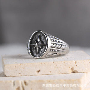 Retro Star Pattern <b>Titanium</b> Steel <b>Ring</b> For Men Fashion Jewelry SA1087 - Product Image 4