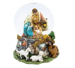 Polyresin/Hars Kerststal Beeldje Heilige Familie Musical Water Globe, 100Mm