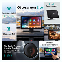 Écran d'affichage intelligent portable Ottocast 3-en-1 pour voiture, 7 pouces, CarPlay sans fil, Android Auto, t FOTA, haut-parleur intégré, CE FCC