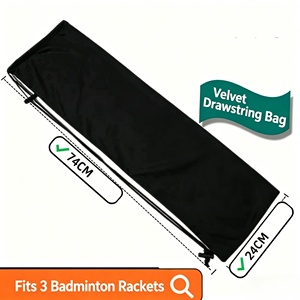 Sac à cordon en velours doux de qualité supérieure pour 1 à 3 raquettes de <span class=keywords><strong>badminton</strong></span>, <span class=keywords><strong>pochette</strong></span> de rangement protectrice avec logo personnalisé - Product Image 5