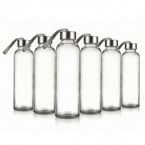 Custom Logo Large Stock Transparent High Borosilicate <b>Glass</b> Water <b>Bottle</b> 500ml 750ml 1000ml <b>with</b> Stainless <b>Lid</b> for Camping - Product Image 2