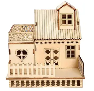 Prachtige Geschenken 3d Speelgoedhuis Pop Gothic Villa Educatief Houten Miniatuur Constructie Kinderen Speelgoed Hout Ambachten Huisdecor