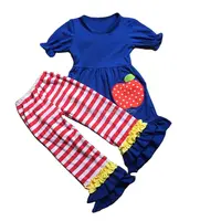 Yiwu new arrival wholesale baby clothes girl summer outfit boutique outfit new arrival back to school sets photo design
