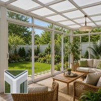 Véranda préfabriquée en alliage d'aluminium blanc avec verre trempé sécurisé, résistante aux intempéries, pour extension de jardin extérieur