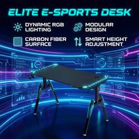 Bureau de jeu ergonomique moderne pour cybercafé, hôtel e-sport, avec effets RGB multiples, panneau de classe E0, vente en gros usine
