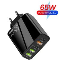 Stop Kontak Dinding Universal 65W 5 Port USB Pengisian Cepat dengan Colokan UK EU US PD20W 3.1A Pengisi Daya Dinding Tipe C Output 5V/3A
