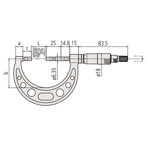 Micrómetros de Lámina Analógicos Mitutoyo BLM-50B, Modelo 122-104-10, Rango 75-100 mm, Graduación 0.01 mm, Tipo de Husillo No Giratorio - Product Image 4