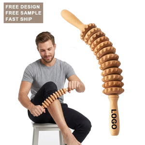 Rouleau en bois personnalisé avec logo, outil de massage multifonctionnel en bois, masseur naturel pour femmes et hommes - Product Image 1