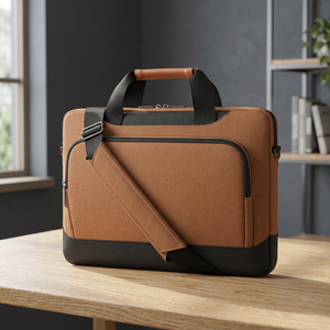 Brown Cotton/Nylon Portable Laptop Briefcase Business <b>Computer</b> Sleeve Casual Handbag Shoulder Carry Case for Office Travel - Product Image 3
