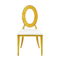 Chaise d'hôtel en métal de luxe avec dossier ovale, empilable, en fer, pour banquets de mariage et événements en plein air