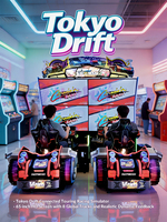Simulateur de course à monnayeur à mouvement dynamique 4 écrans, machine de conduite automobile pour zone de jeux d'arcade intérieure, direct usine