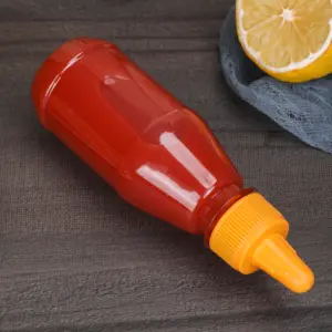 Vanjoin BPA免费150毫升宠物空辣椒甜辣椒酱瓶塑料番茄酱红色麻花顶盖易挤压瓶
