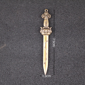 Épée à sept étoiles en laiton, 2 pièces, décoration de bureau Feng Shui, porte-clés, pendentif - Product Image 4