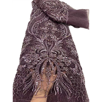 NI.AI Haute Qualité Rose Couleur Tulle Perlé Net Dentelle Africaine avec Paillettes Tissu Brodé Dentelle pour Robe de Mariée