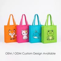 Sac fourre-tout en non-tissé laminé imprimé en couleur avec logo personnalisé, motif animal mignon, idéal pour les vacances à la plage - Vente en gros