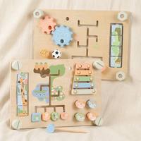 Tableau d'activités en bois double face avec animaux, blocs de correspondance, jeu de marteau, jouet sensoriel Montessori pour tout-petits, garçons et filles