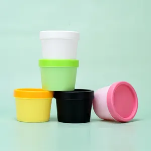 Fancy colored cosmetics container 50ml 100ml 200ml white pink green plastic body butter face cream pots cleansing clay mask jar