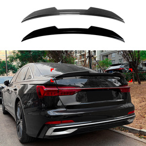 Audi A6 S6 C8 2018-2025 <b>Rear</b> <b>Spoiler</b> Piano Black Carbon Fiber Texture Ducktail Trunk Lip - Product Image 1
