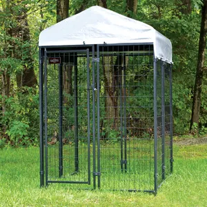 Big Black Metal Dog Kennel With Top Cover 4x4x4.5ft For Pet Houses